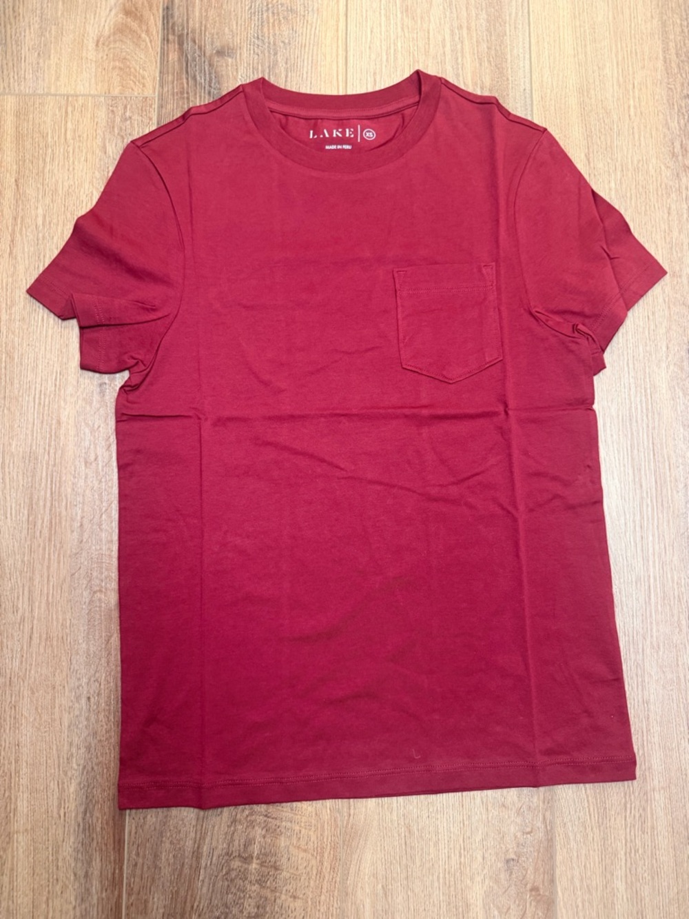 LAKE Harbor Tee Burgundy XS CloudPima Pima Cotton Soft Pocket Tee Unisex Lounge